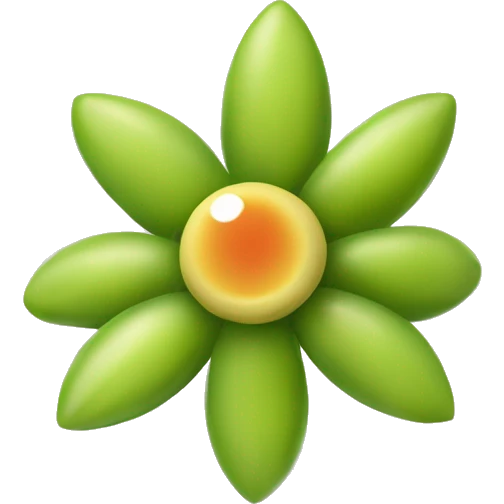 Create an emoji of a small, star-shaped flower with a greenish-yellow color. Inside the flower, include a small, round, reddish-orange berry. emoji
