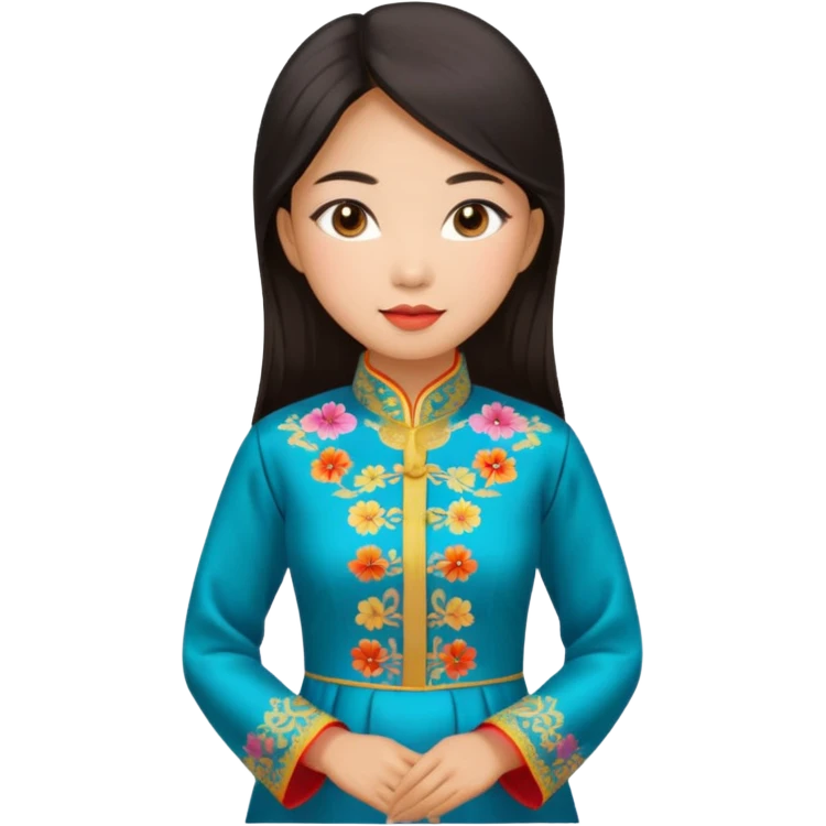 Asian girl wearing traditional ao dai Vietnamese clothes emoji