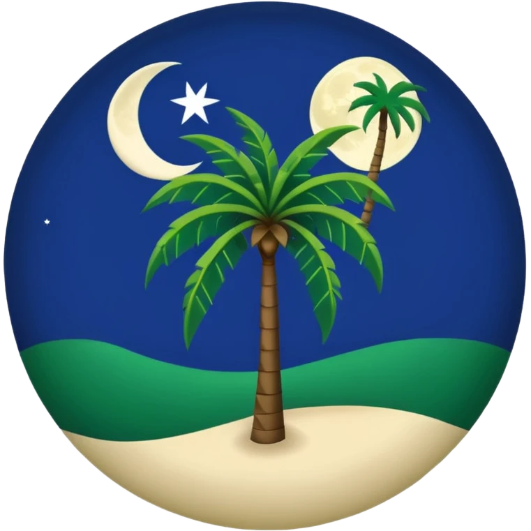 south carolina flag with the dark blue background and the partial moon and palm tree emoji