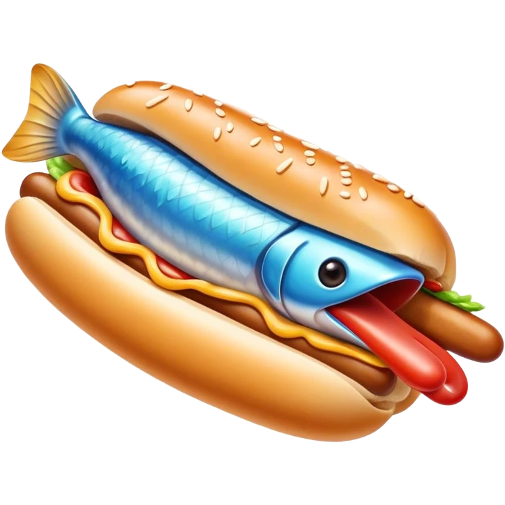 A fish eating a hotdog emoji