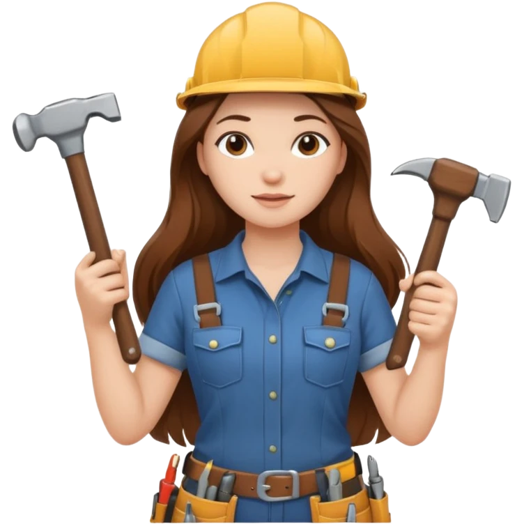 beautiful girl with long brown hair renovating her apartment emoji