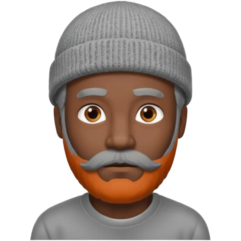 A dark-skinned man with a gray beanie, brown eyes, and a gray beard, wearing a calm expression. emoji