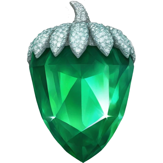 sparkling emerald Acorn like diamond emoji