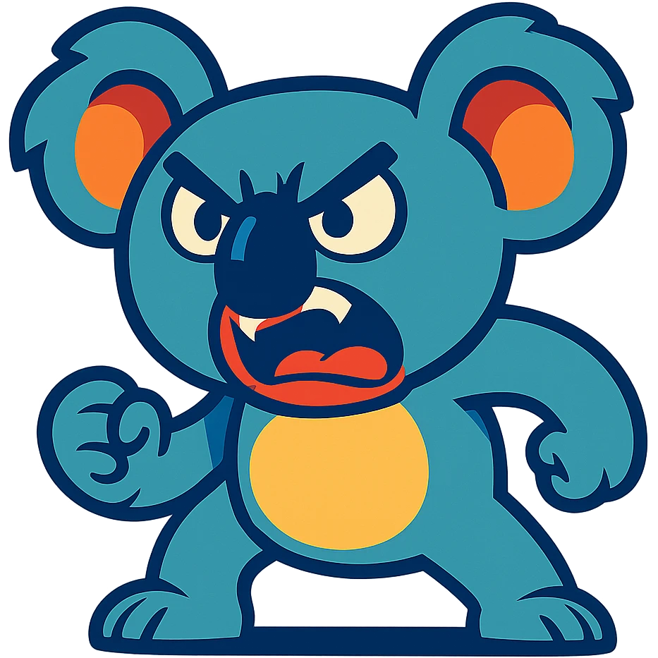 angry koala in vibrant toon style emoji