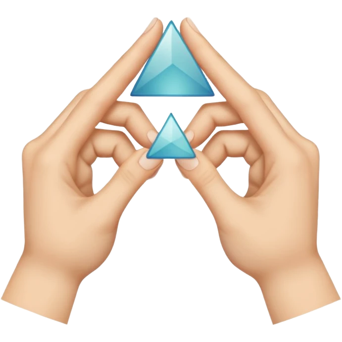 Similar to the heart hands emoji, this emoji should show a triangle created by the fingers of the hands where the two thumbs form the first side of the triangle and the remaining four fingers of each hand create one side each emoji