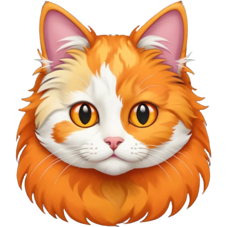 A cat with half its face orange colour and the other half black colour emoji