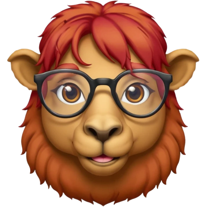 camel face with red hair and glasses emoji