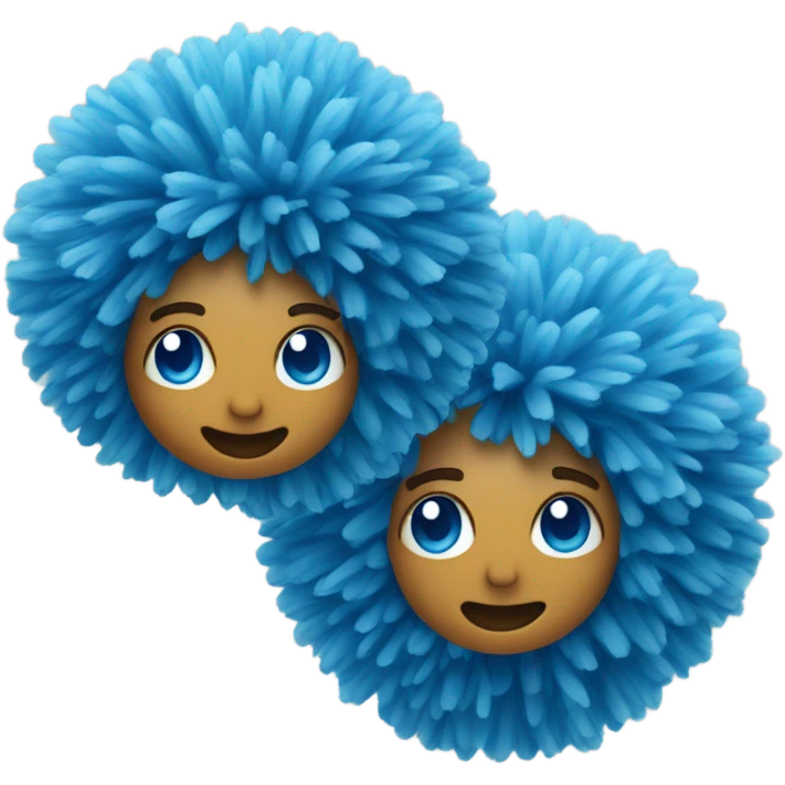 a pair of blue pompoms  emoji