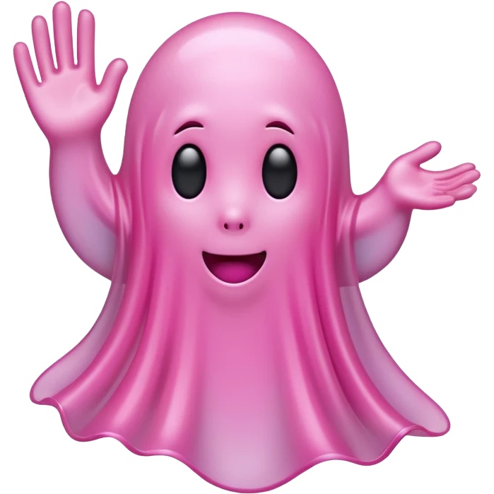 Pink ghost waving softly emoji
