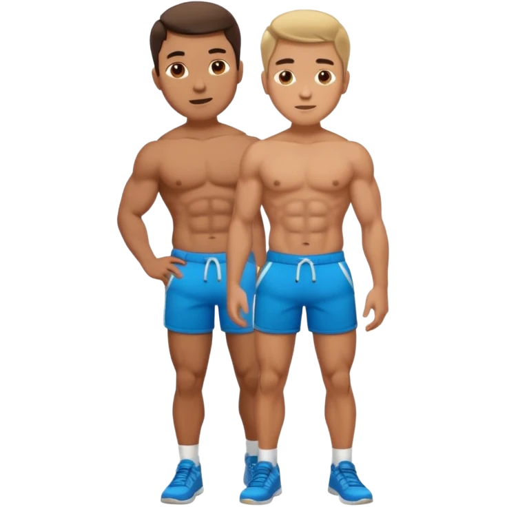 man in small shorts with a large bulge in his crotch emoji