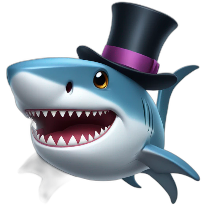 Shark with a top hat emoji