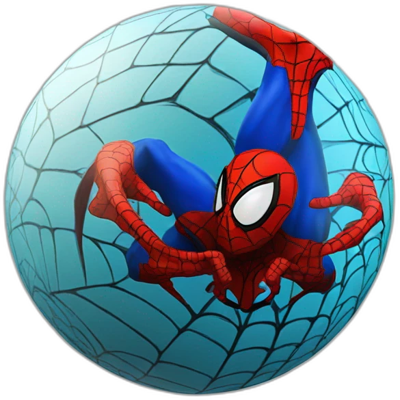 3d sphere with a cartoon Spider man skin texture emoji