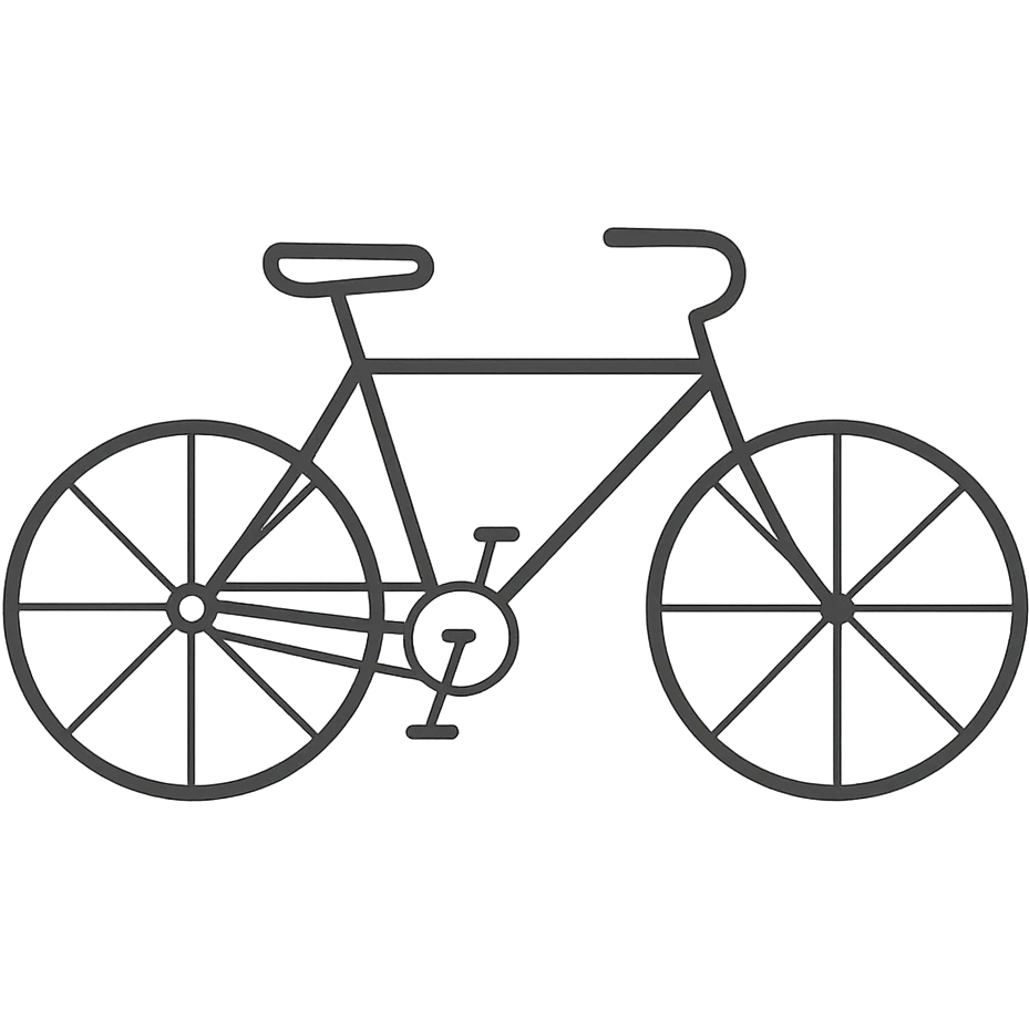 A simple bicycle with thin lines and minimal details, modern minimalist transportation illustration emoji