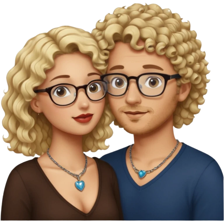 Blonde curly Swedish guy with glasses kissing Turkish girl emoji