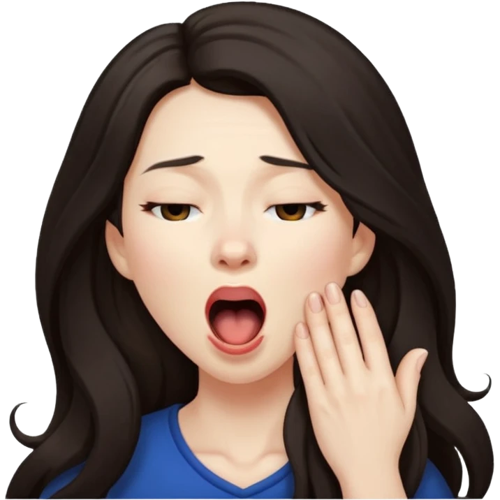 yawning dark long hair woman emoji