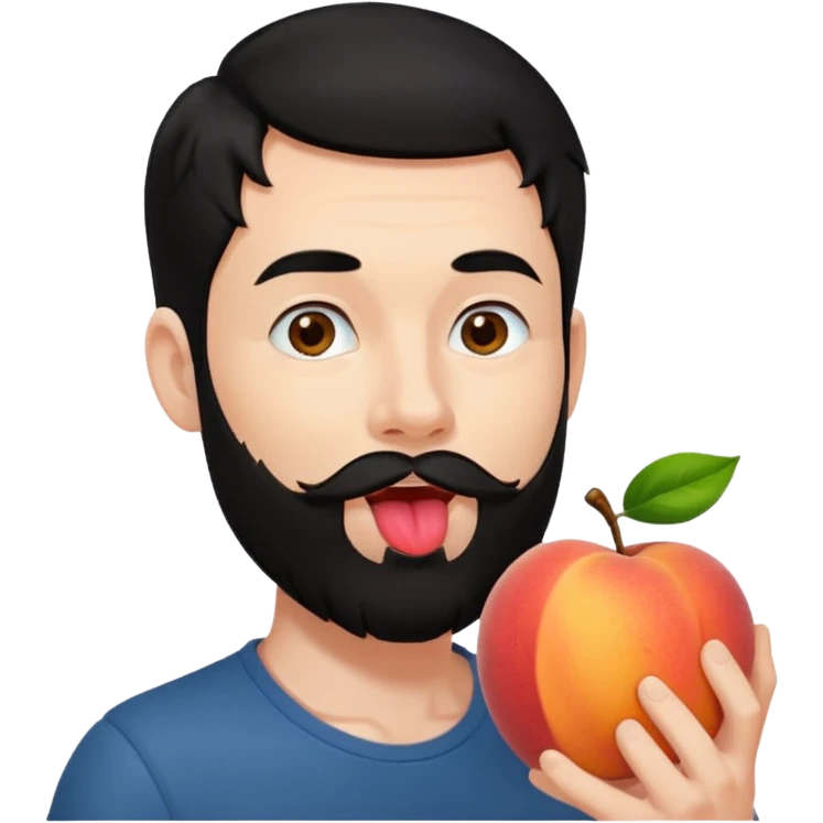 Black hair Man red beard licking peach emoji