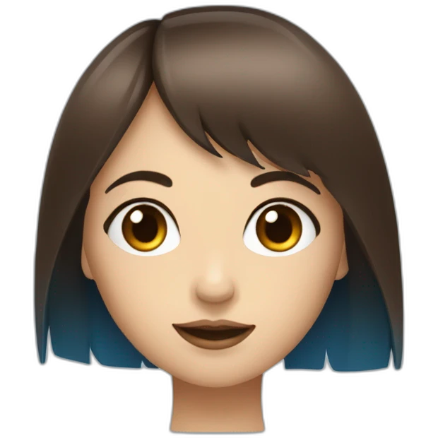 Fille aux yeux bleu brune avec une frange emoji