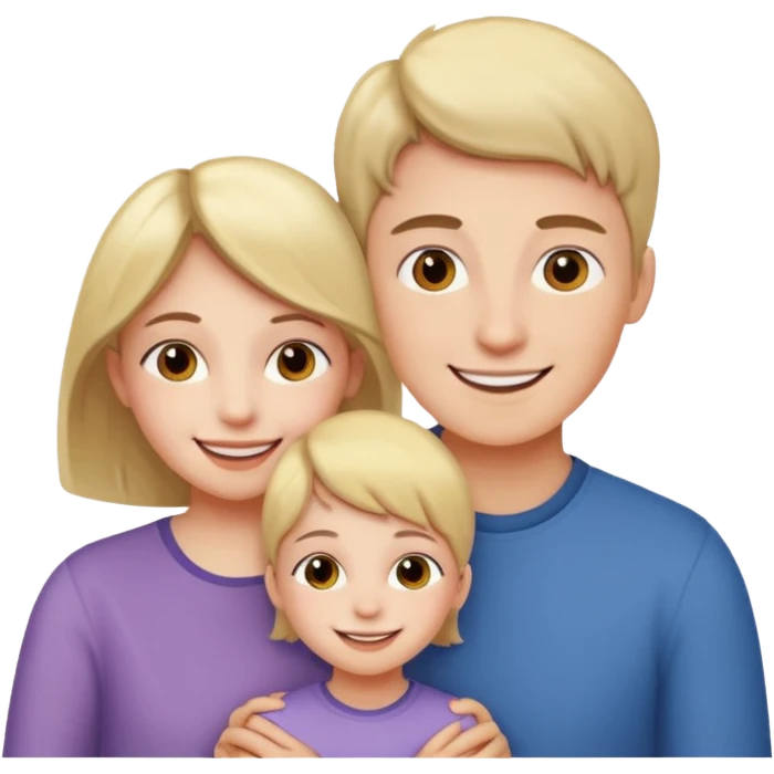 a young boy and a very young girl with their mother emoji