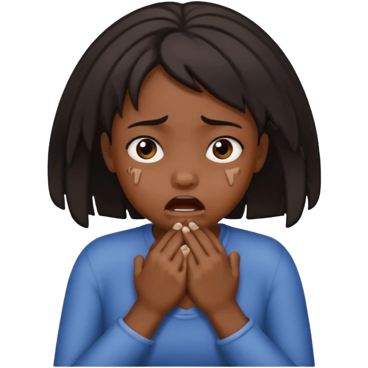 Black girl choking herself with her hands emoji