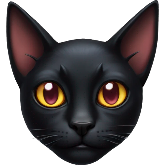 Neo traditional three eyes black cat with horns emoji