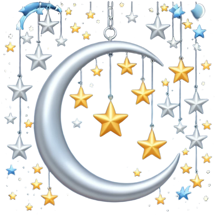 Hanging mobile with stars and moon emoji