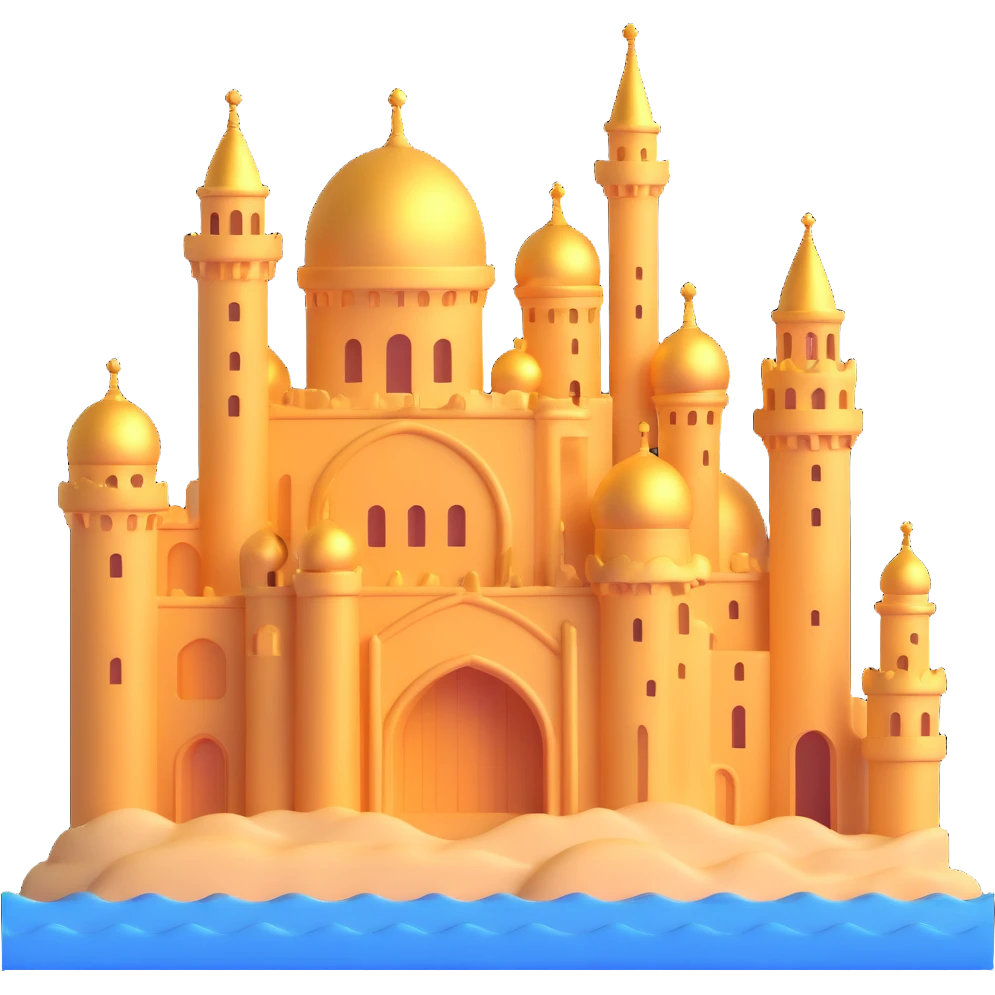 underwater golden city with glowing domes and towers emoji