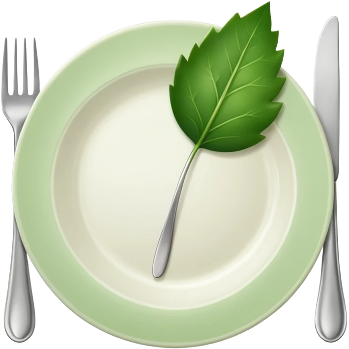 plate with a green leaf and fork emoji