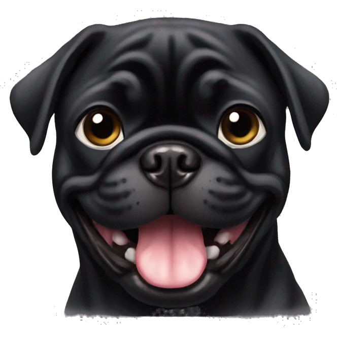 The black pug is smiling emoji