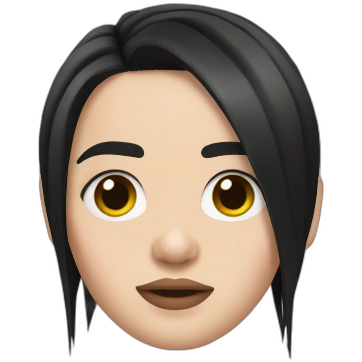 Billie Eilish with black hair and red roots emoji