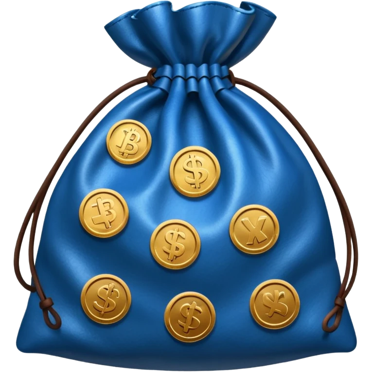 blue coins inside brown money bag emoji