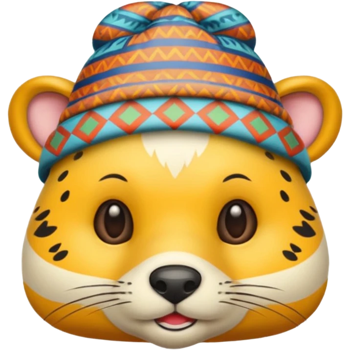 animal wearing patterned hat  emoji