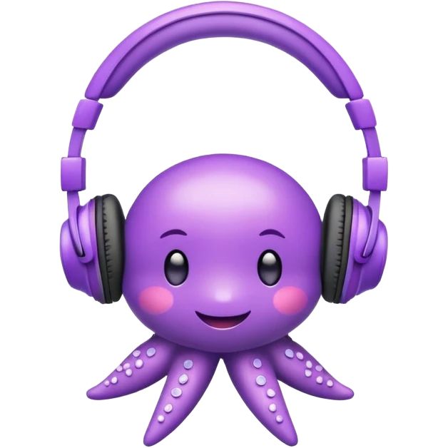 Cute Purple Seastar with headphones emoji