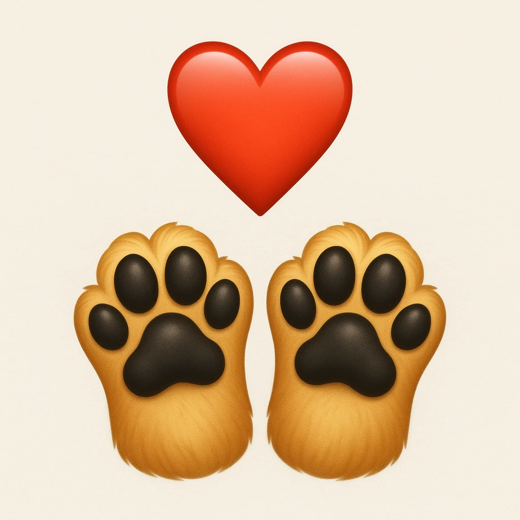 Make the puppy paws black, keep the heart and original style (original style was apple style emojis) emoji