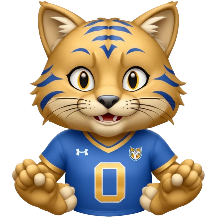 Roary the Wildcat, a friendly wildcat mascot with a big smile, blue and gold colors emoji