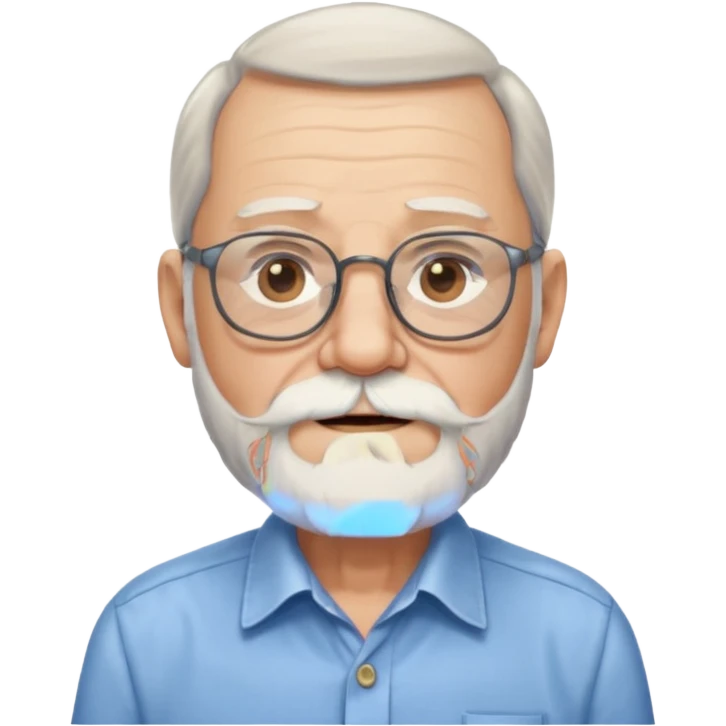 elderly glasses man with long beard and shirt emoji
