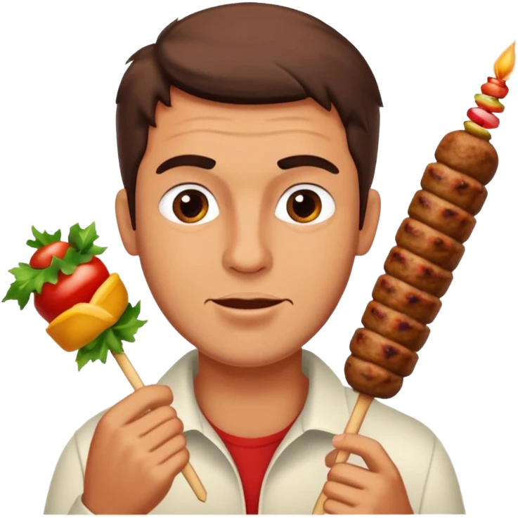men eating beef kebab emoji