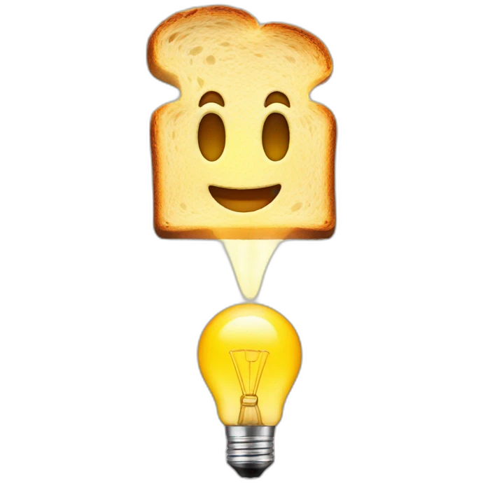toast with a ligthbulb above his head emoji