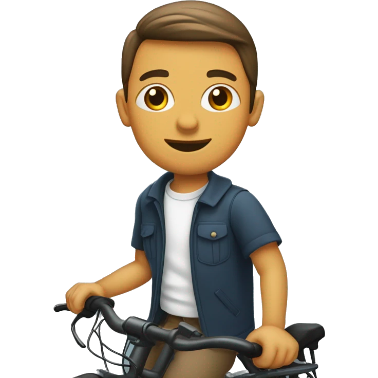 Criança menino loiro em cima de uma bicicleta  emoji