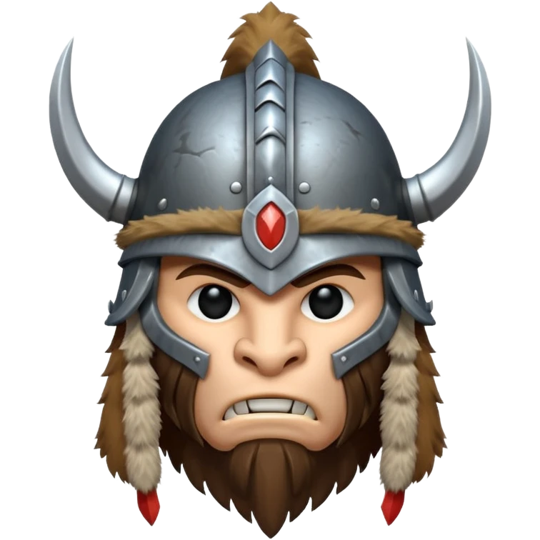 barbarian helmet object icon, metal helmet with thick fur trim, rugged tribal look, fantasy warrior style, 3D cartoon, mobile game icon style, centered, clean background, no text, no watermark

 emoji