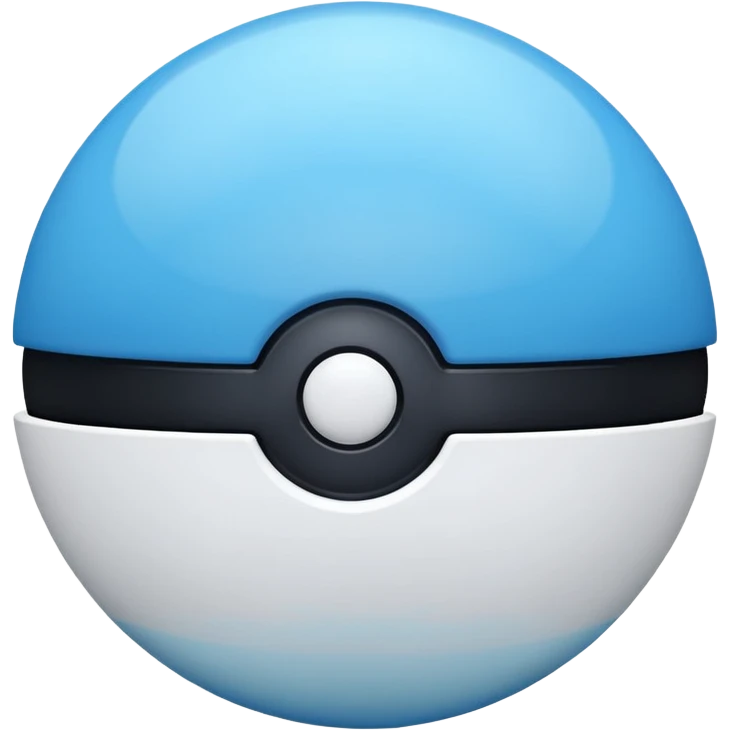 blue pokeball emoji, top half is a more saturated blue, bottom half is white, black stripe emoji