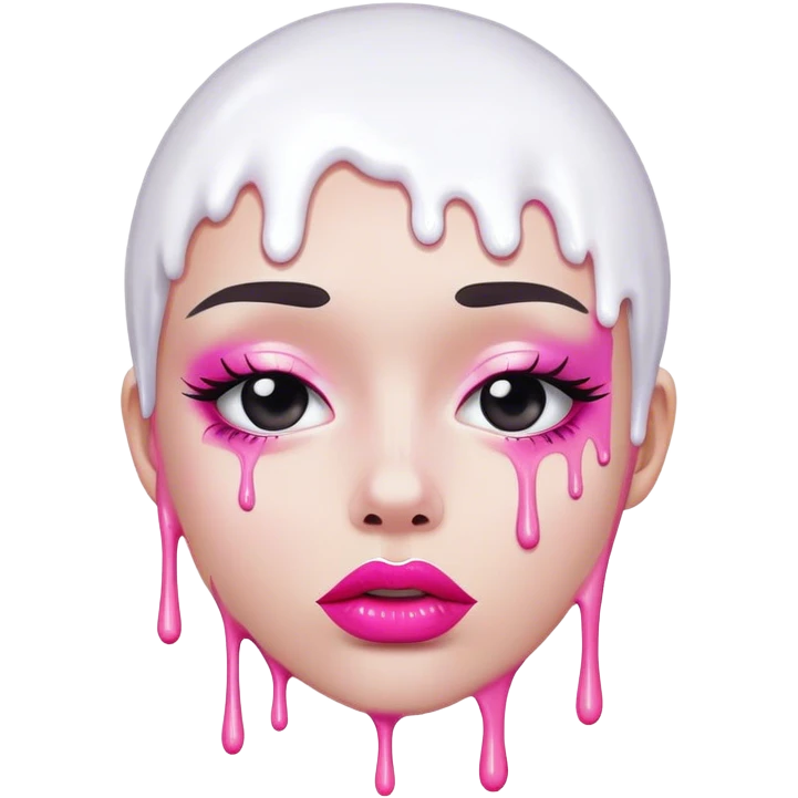 Only white paint dripping off Floating pink lip emoji
