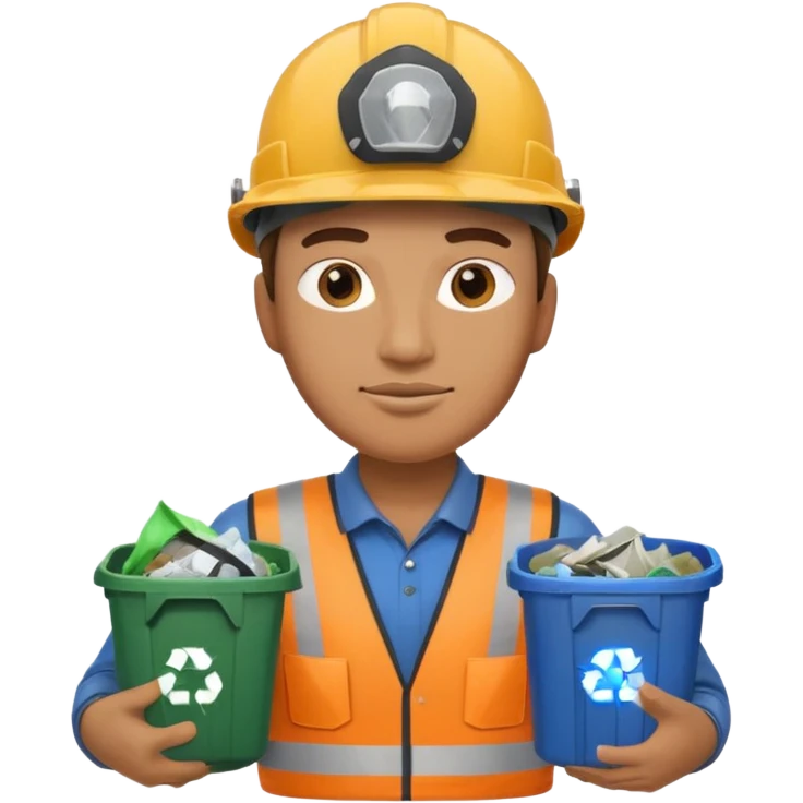 garbage man with helmet holding garbage  emoji