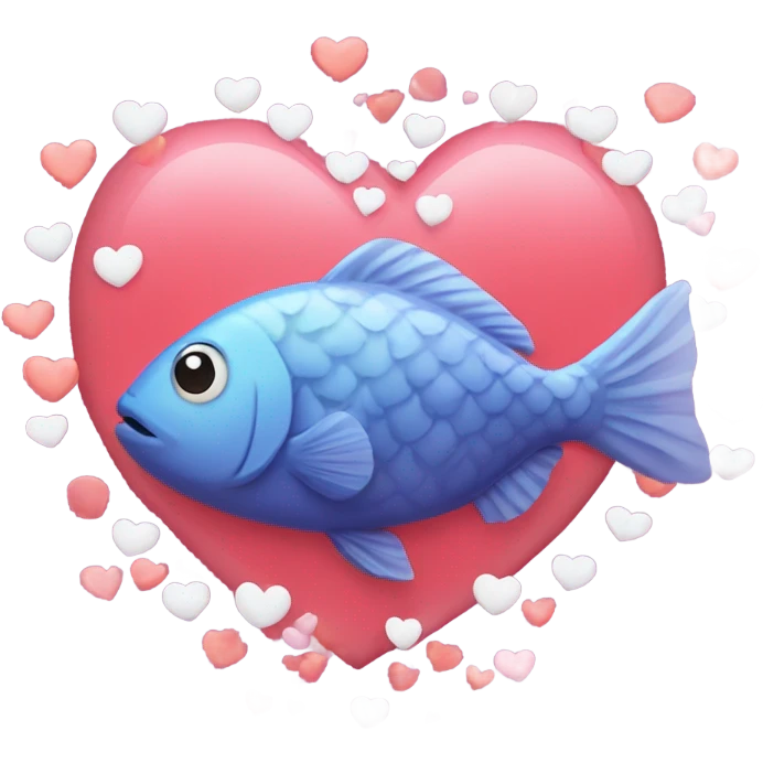 a fish with love hearts around it emoji