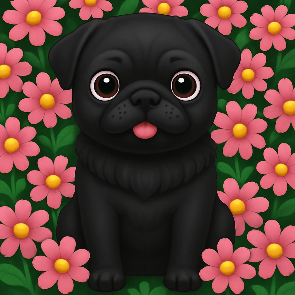 Add more flowers in the background, keep the emoji style look and feel. emoji