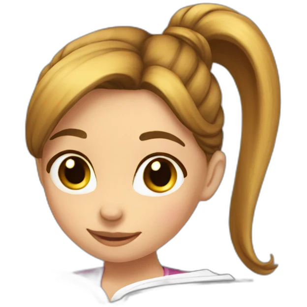 ponytail-hair-girl-with-book emoji