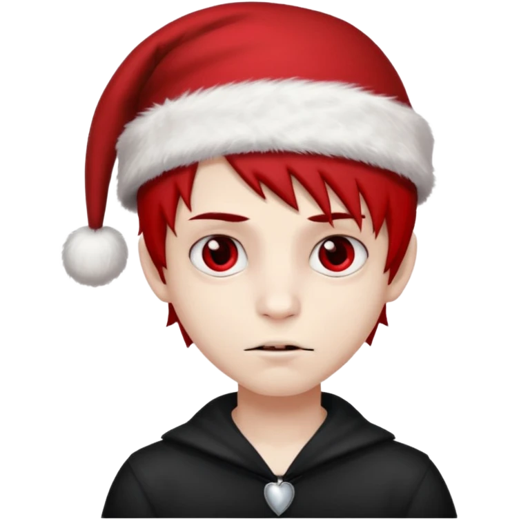 pale emo vampire boy with Christmas hat emoji