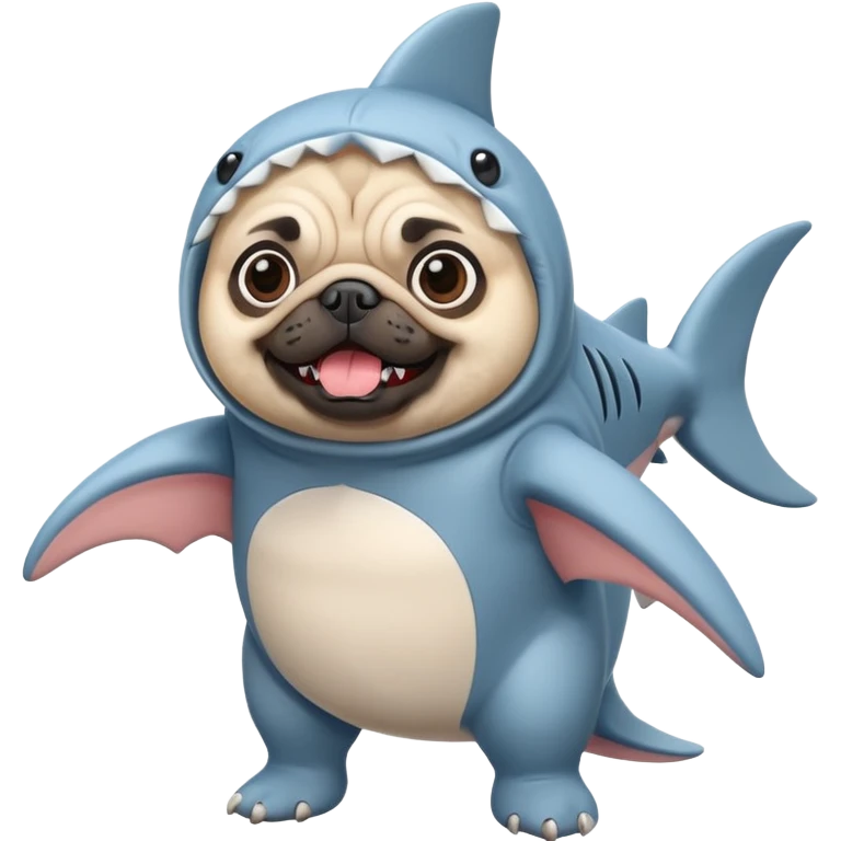 Pug wearing a shark costume  emoji
