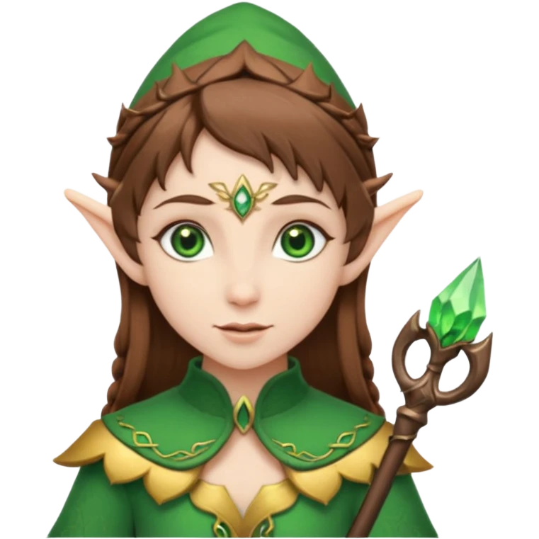 elf with staff brown hair emoji