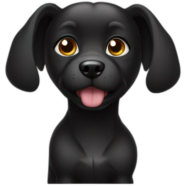 A black Chinese pastoral dog, a girl staring at it emoji