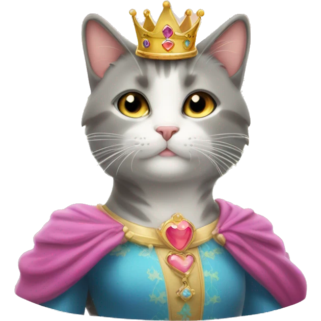 Un gatto con corona da principessa che è su un arcobaleno  emoji